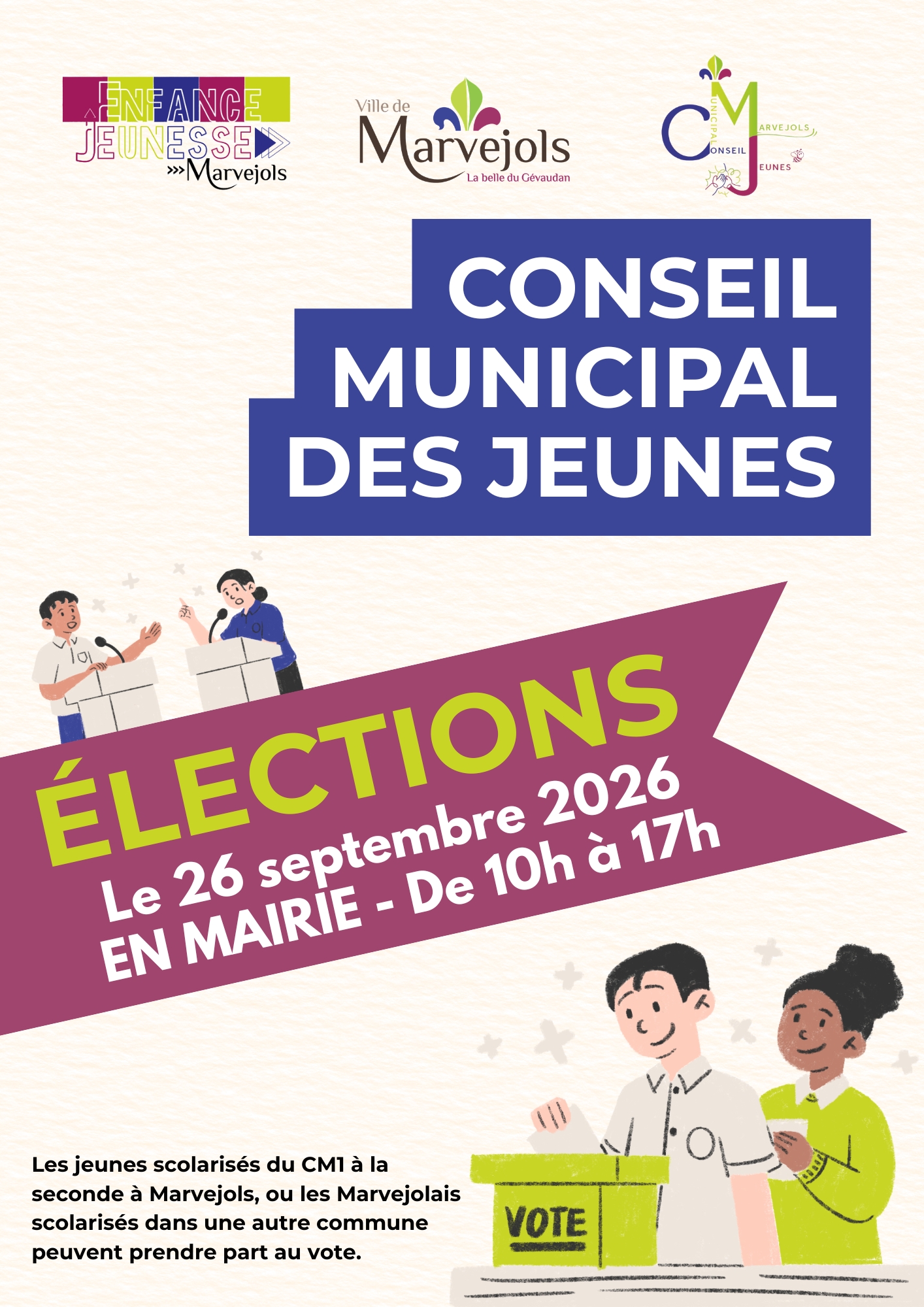 Elections 2026 du conseil municipal des jeunes à Marvejols