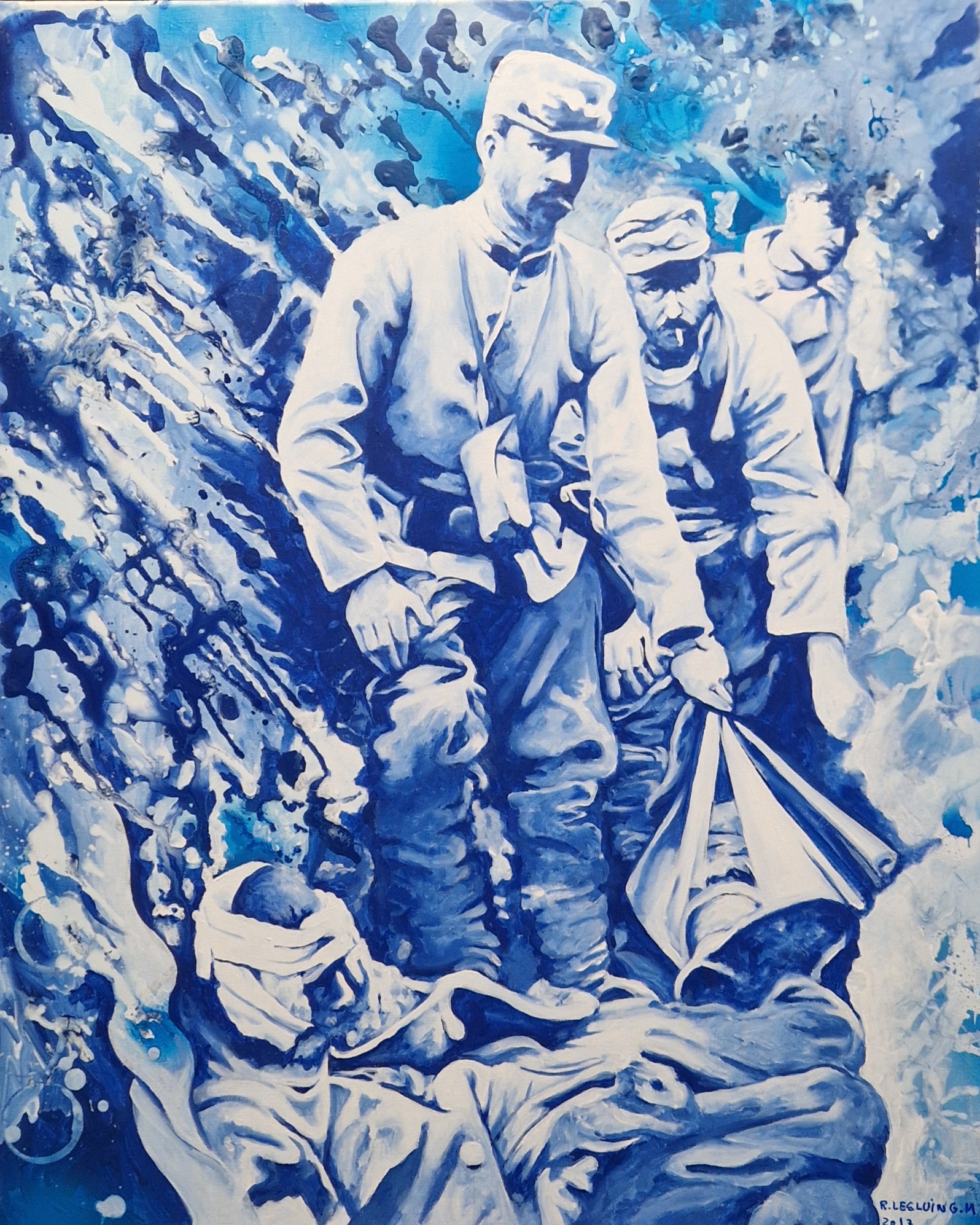 Peinture de Roland Lesluin de l'exposition "La guerre en bleu"
