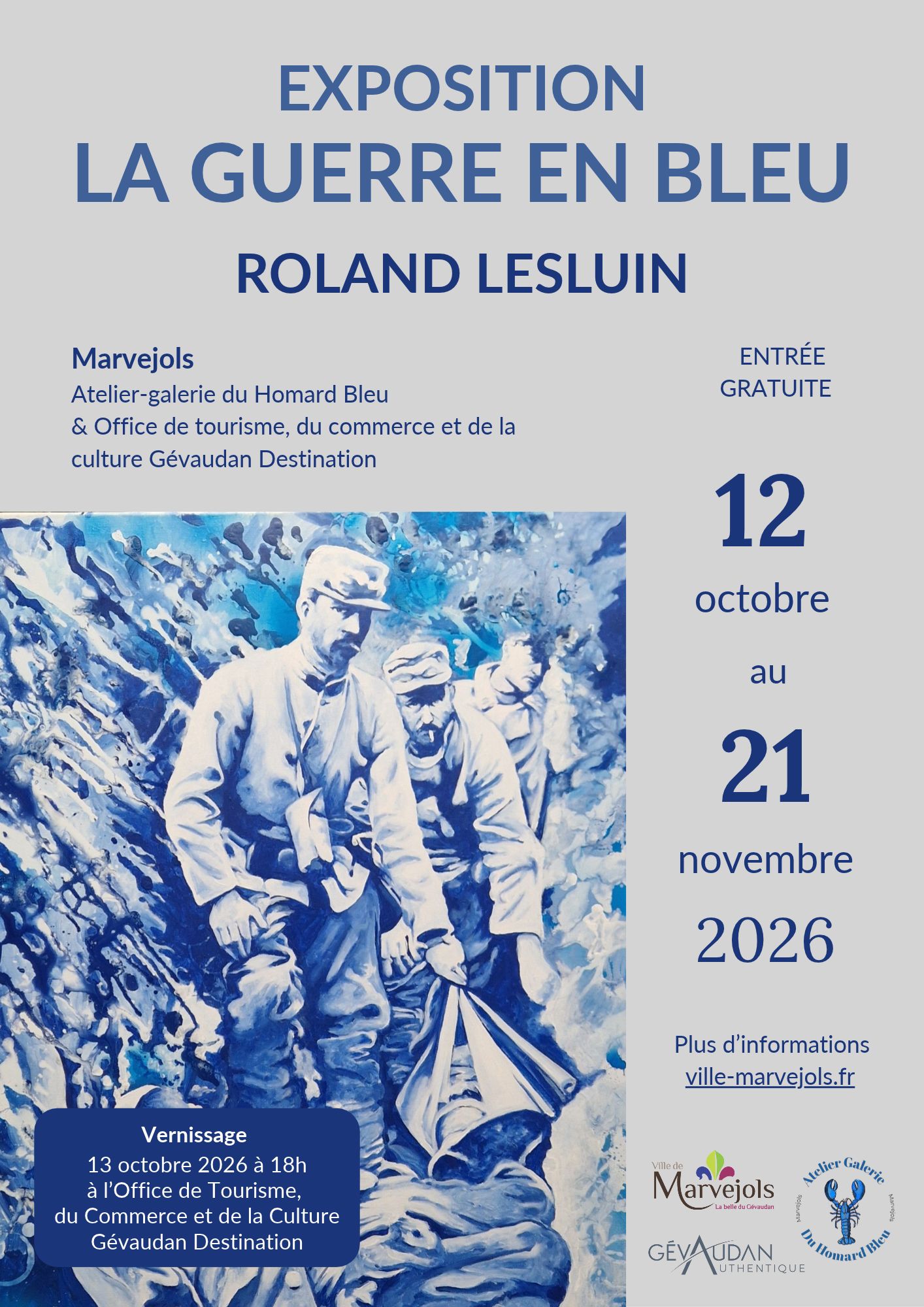 Affiche exposition la guerre en bleu